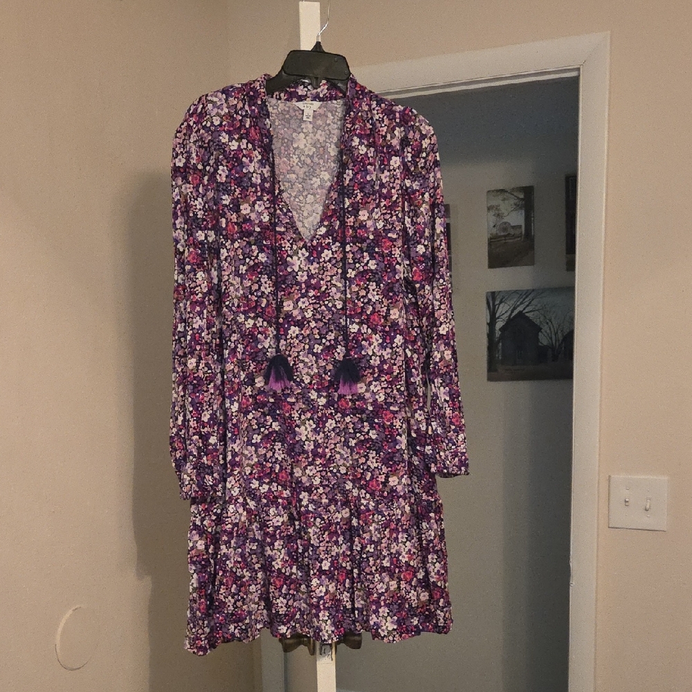 Crown & Ivy Purple and Pink Floral Dress